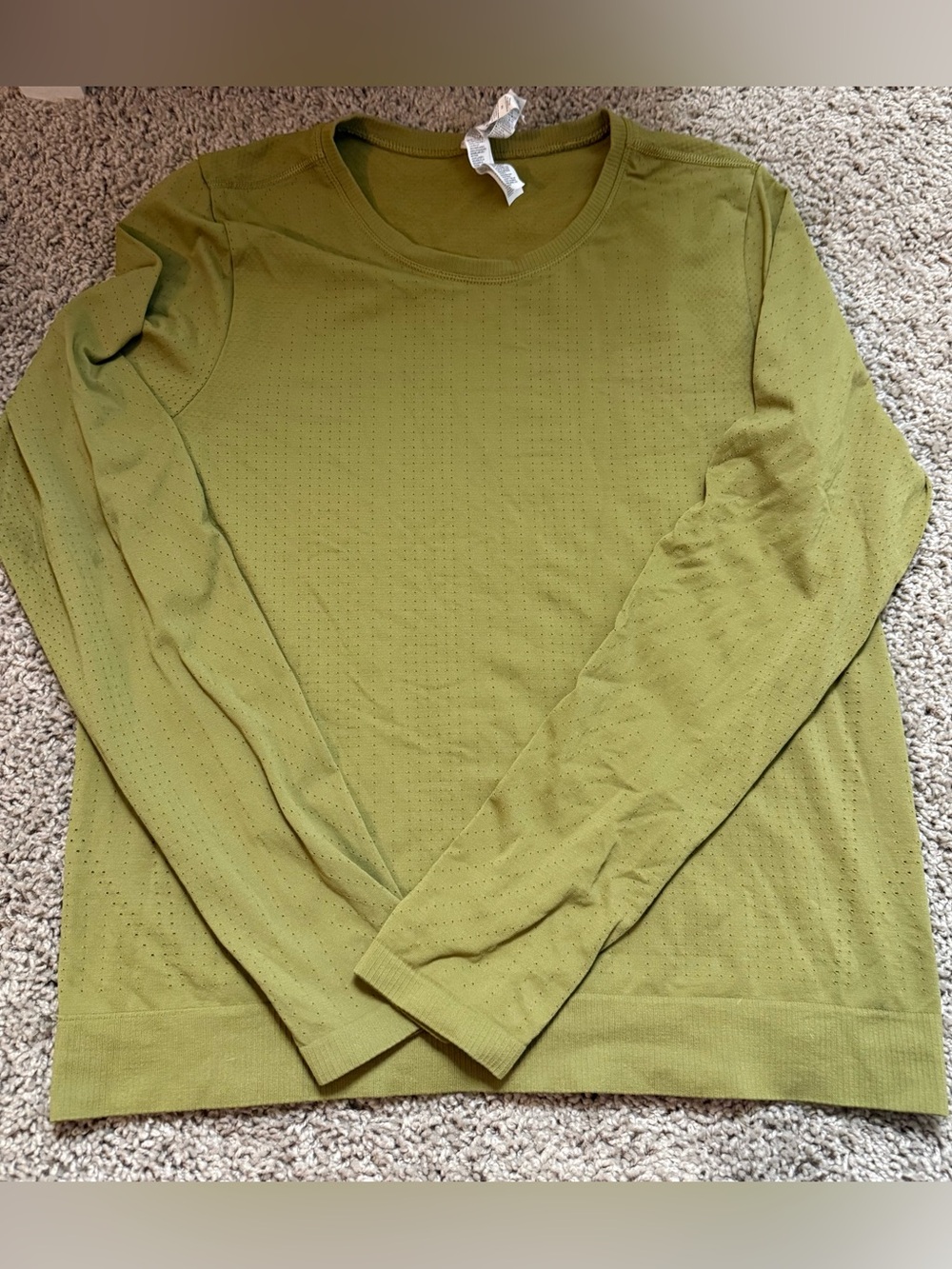Athleta Olive Green Long Sleeve Crew Neck Performance Tee